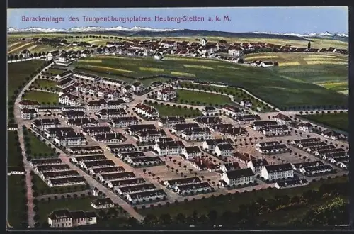 Künstler-AK Stetten a. k. M., Truppenübungsplatz Heuberg, Barackenlager