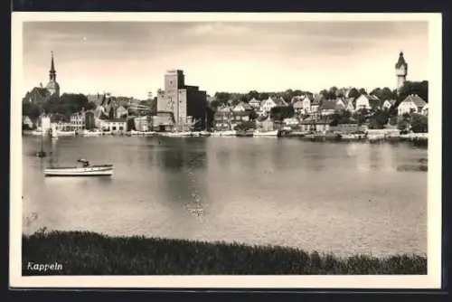 AK Kappeln, Uferpartie mit Kirche