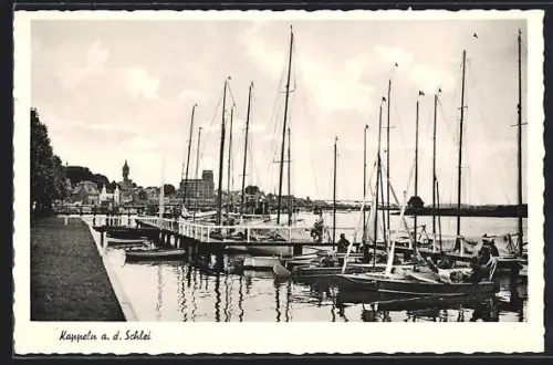 AK Kappeln a. d. Schlei, Uferpartie mit Booten