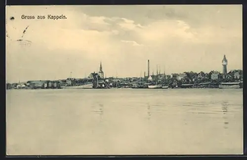 AK Kappeln, Uferpartie mit Kirche