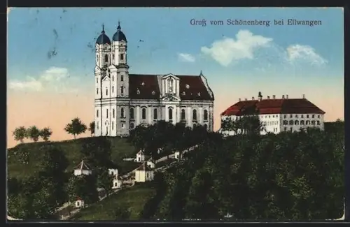 AK Schönenberg bei Ellwangen, Blick zur Kirche