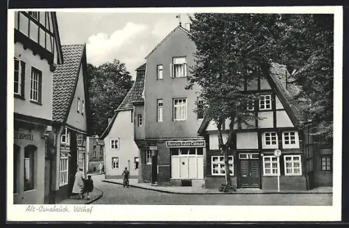 AK Alt-Osnabrück, Vitihof mit Cafe und Lebensmittelgeschäft