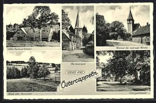 AK Ostercappeln, Altes Fachwerkhaus, Herrgottslinde, Kirchstrasse