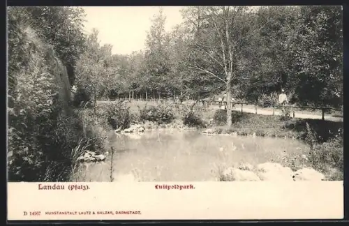 AK Landau /Pfalz, Teich im Luitpoldpark