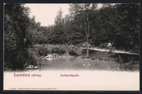 AK Landau /Pfalz, Teich im Luitpoldpark