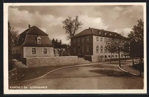 AK Kamenz, Strassenpartie mit Lessinghaus
