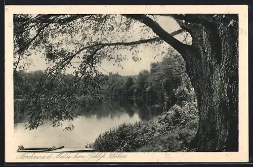 AK Nerchau a. d. Mulde, Seepartie beim Schloss Döben