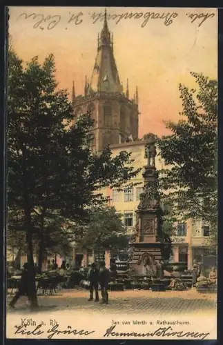 AK Köln, Jan von Werth-Denkmal am Altmarkt