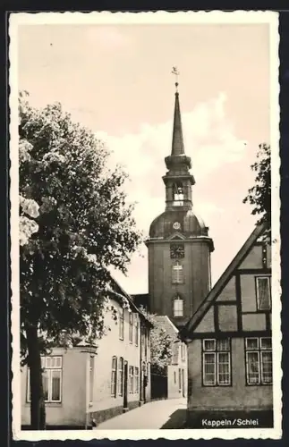 AK Kappeln /Schlei, Strassenpartie mit Kirche