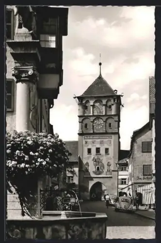 AK Wangen, Teilansicht mit Brunnen