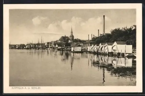 AK Kappeln a. d. Schlei, Hafen, Uferpromenade, Kirche