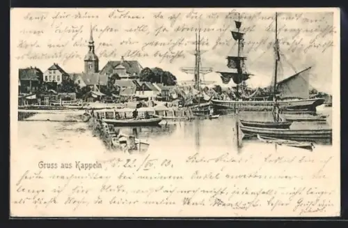 AK Kappeln, Hafen, Schiffe, Kirche