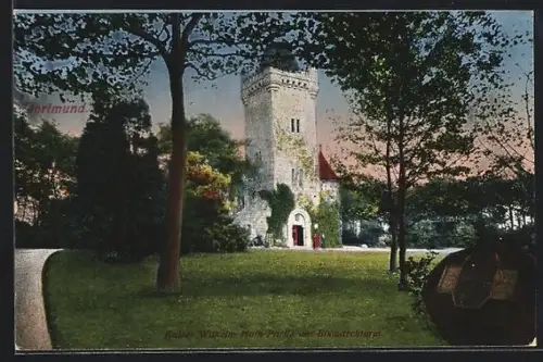 AK Dortmund, Kaiser-Wilhelm-Hain, Partie und Bismarckturm