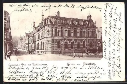 AK Flensburg, Kaiserliche Post, Rathausstrasse