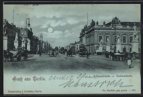 Mondschein-AK Berlin, Schlossbrücke, Ruhmeshalle