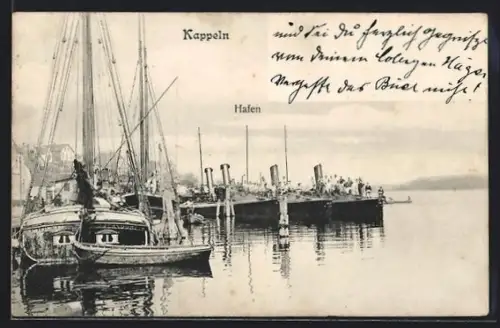 AK Kappeln, Hafen, Segelboote, Anlegestelle