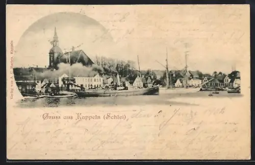 AK Kappeln /Schlei, Uferpartie mit Kirche