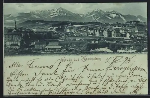 AK Traunstein, Teilansicht mit Bergen