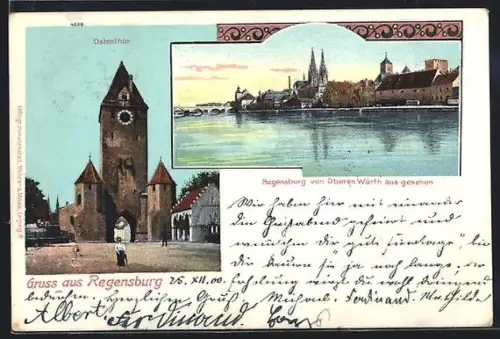 AK Regensburg, Ostenthor, Blick von Oberen Wörth