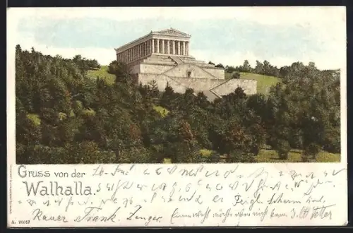 Künstler-AK Regensburg, Blick zur Walhalla