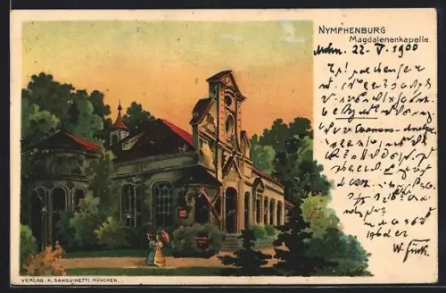 Lithographie München-Nymphenburg, Magdalenenkapelle