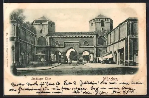 AK München, Sendlinger Tor mit Strassenpartie