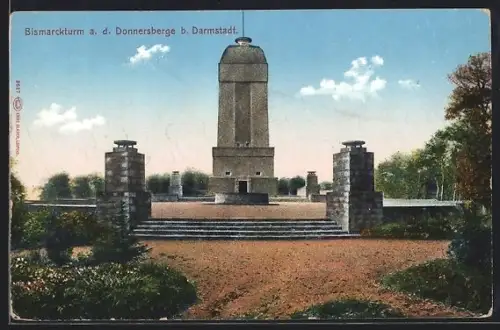 AK Darmstadt, Bismarckturm auf dem Donnersberg
