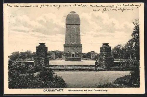 AK Darmstadt, Bismarckturm auf dem Donnersberg