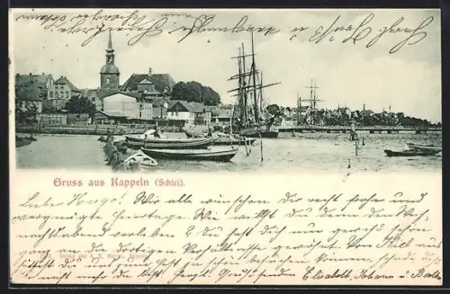 AK Kappeln /Schlei, Uferpartie mit Kirche
