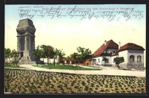 AK Ronneburg, Sachs-Altenburger Bismarcksäule auf dem Reusterberge