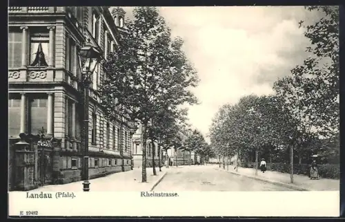 AK Landau /Pfalz, Rheinstrasse mit Strassenlaterne