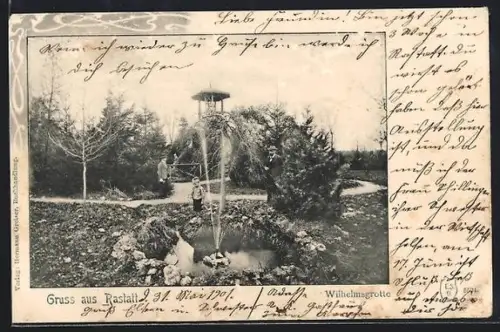 AK Rastatt, Wilhelmsgrotte mit kleinem Jungen