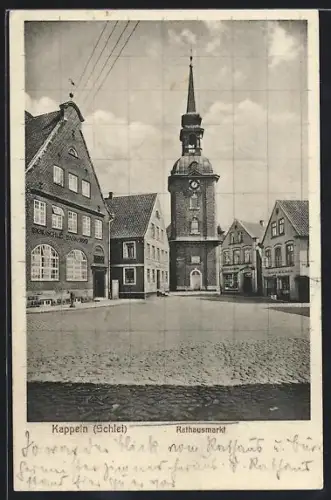 AK Kappeln /Schlei, Rathausmarkt mit Geschäften