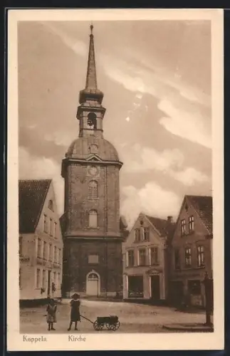 AK Kappeln, Strassenpartie mit Kirche