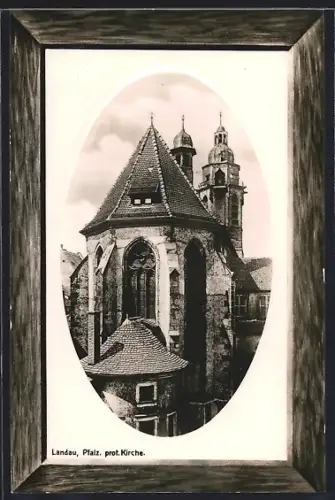 AK Landau /Pfalz, Protestantische Kirche, Passepartout