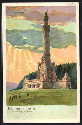 Lithographie Weimar / Thür., Bismarckturm
