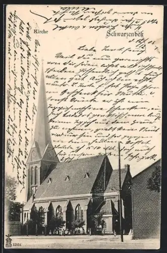 AK Schwarzenbek, Kirche mit Strassenpartie