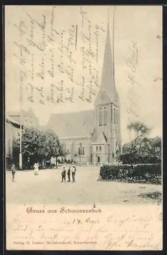 AK Schwarzenbek, Strassenpartie mit Kirche