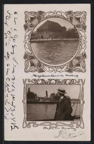 AK Konstanz, Konzilgebäude, Uferpartie, Passepartout