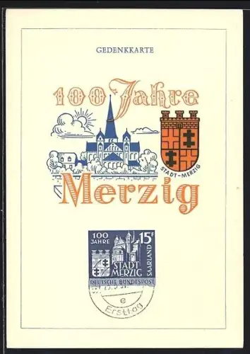 AK Merzig, Festpostkarte zur 100-Jahrfeier, Wappen