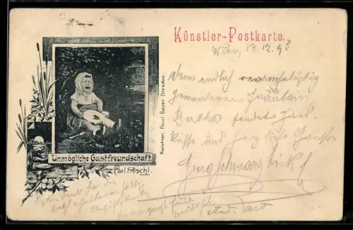 Künstler-AK sign. Carl Fröschl: Weinendes Kind sitzt auf dem Boden