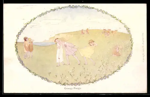 Künstler-AK sign. Georgy Porgy: Spielende Kinder auf einer Wiese