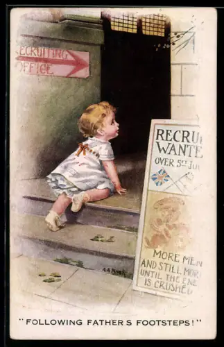 Künstler-AK sign. A. A. Nash: Following Father`s Footsteps