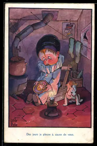 Künstler-AK sign.Little Pitche: Des jours je pleure á cause de vous