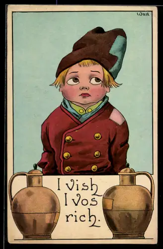 Künstler-AK sign. Wall: Kleiner Junge mit traurigem Blick