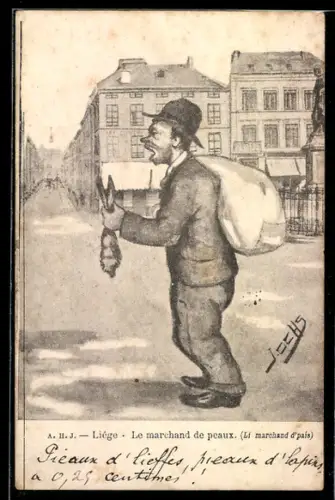 Künstler-AK sign. J. Ochs: Le Marchand de peaux