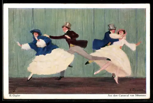 Künstler-AK Aus dem Carneval von Schumann, Fasching