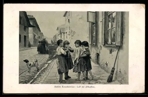 Künstler-AK sign. Anton Kozakiewicz: Kinder auf der Strasse