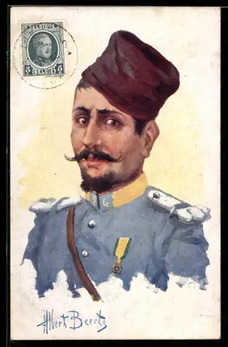 Künstler-AK sign. Albert Beerts: Orientale in Uniform mit Orden