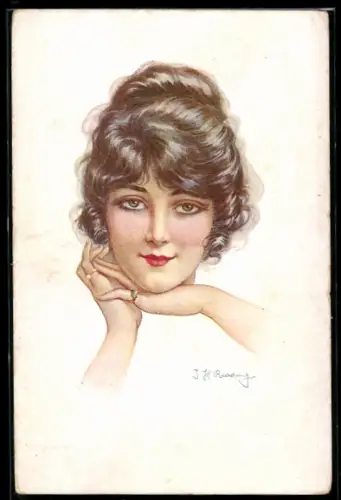 Künstler-AK sign. J. H. Reading: Junge Dame im Porträt